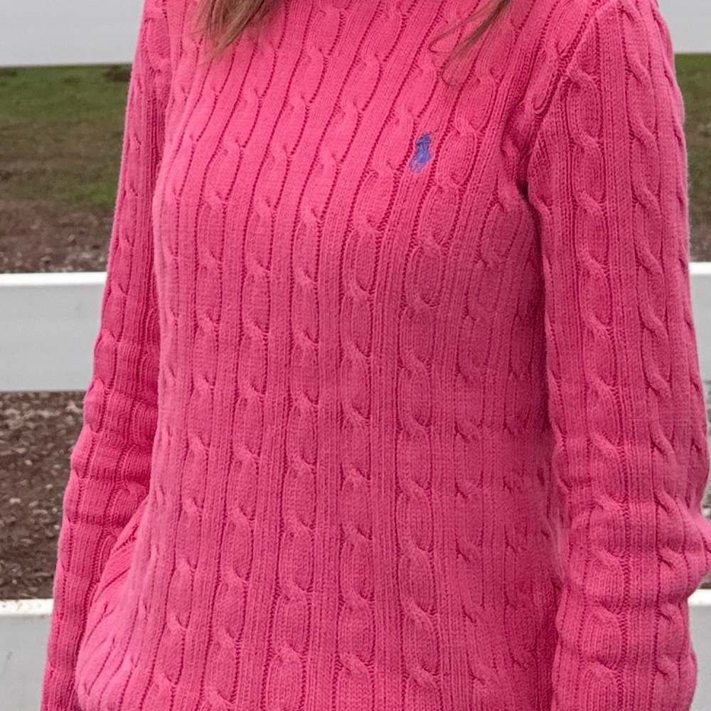 Ralph Lauren Vibrant Pink Cable Knit Sweater